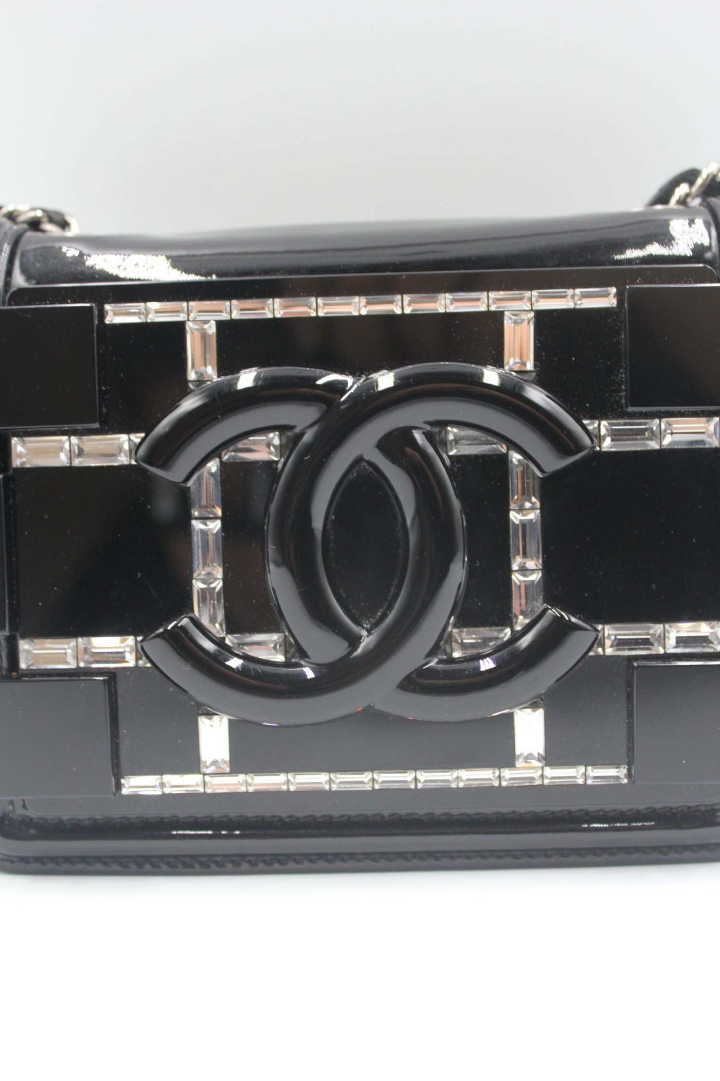 CHANEL lego brick crystals clutch on chain