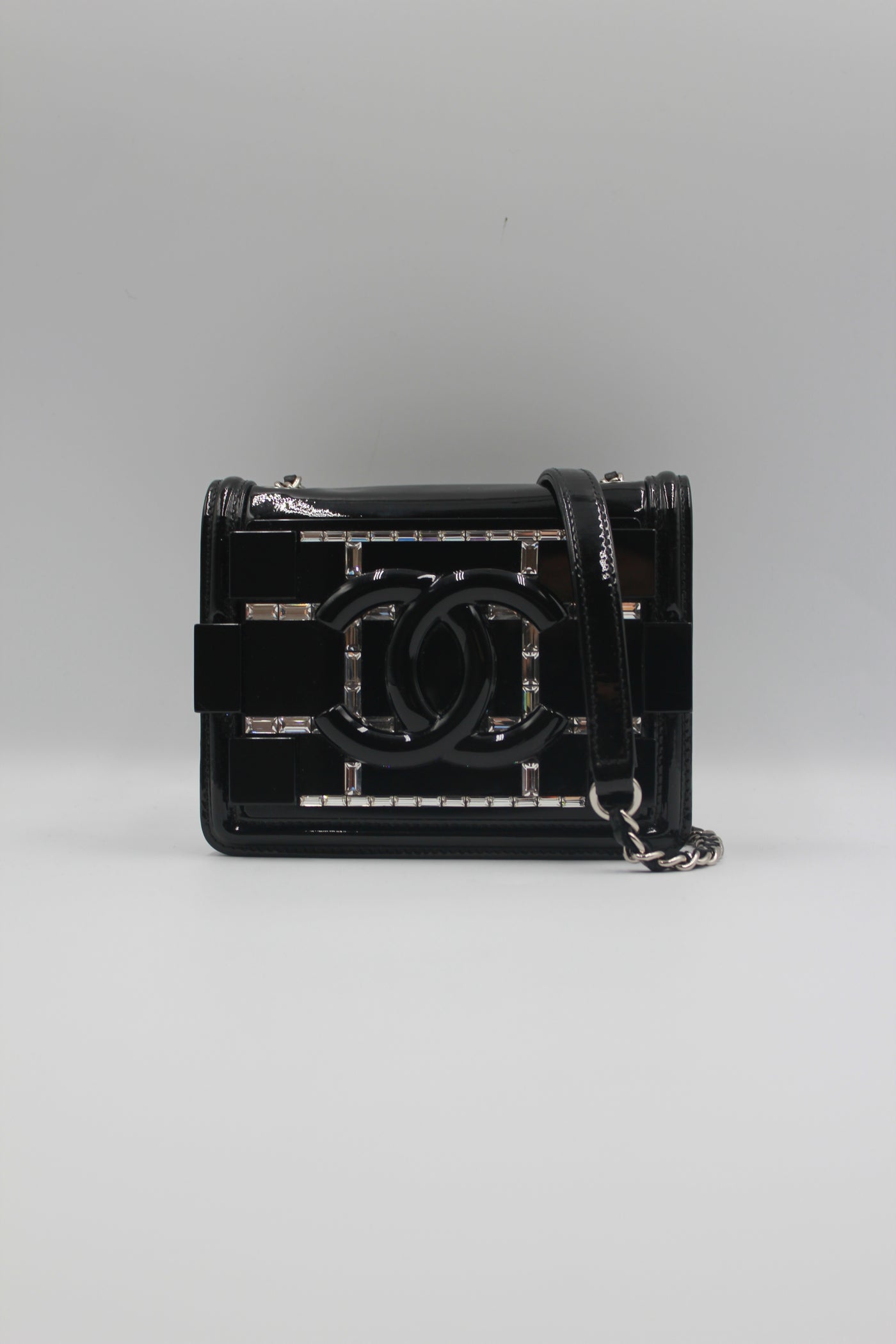 CHANEL lego brick crystals clutch on chain