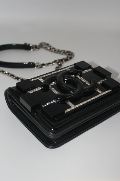 CHANEL lego brick crystals clutch on chain