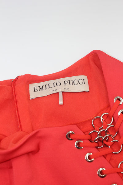 EMILIO PUCCI red gown silver eyelets open side size 36