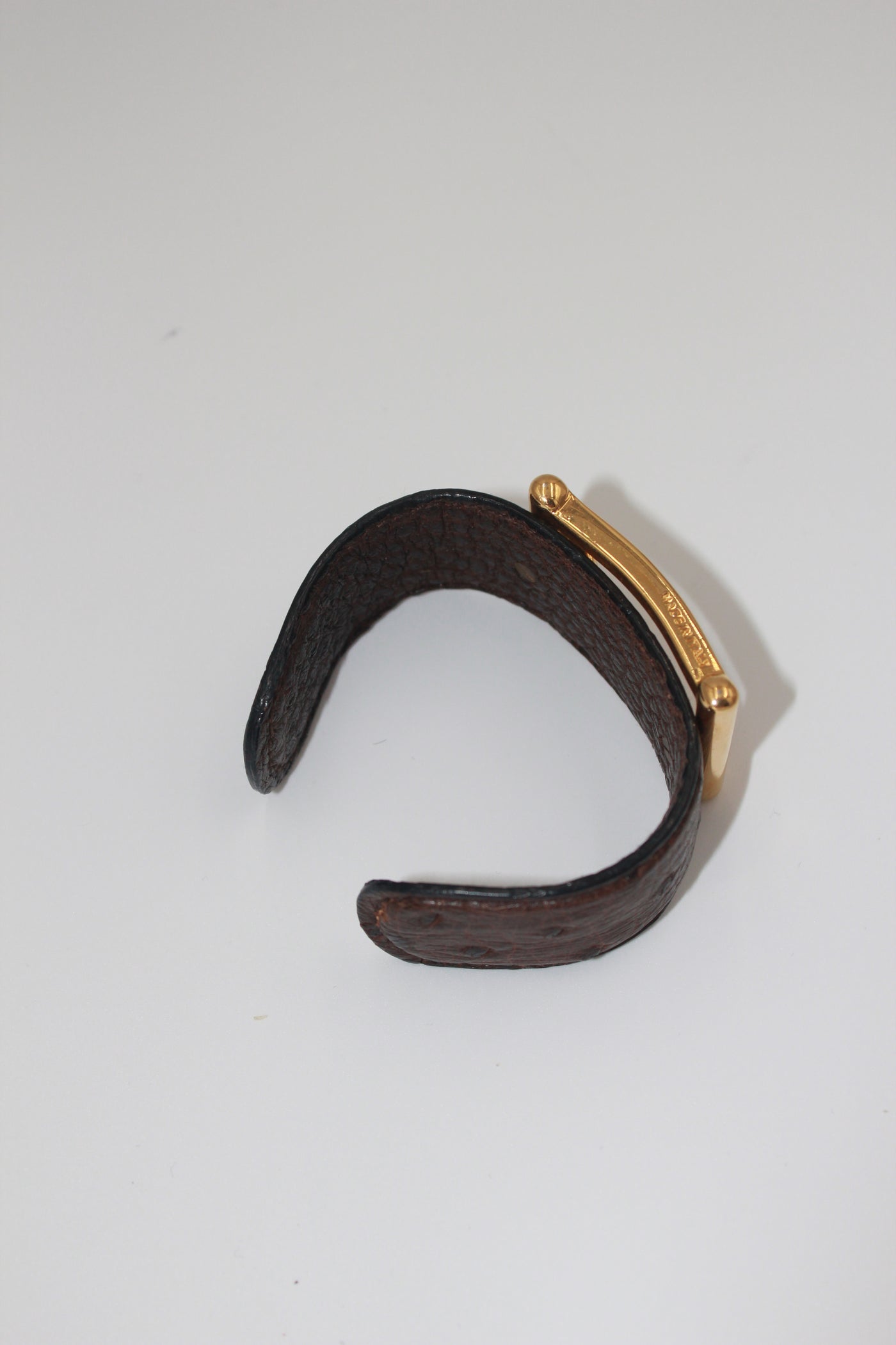 GUCCI ostrich leather embossed cuff bracelet vintage