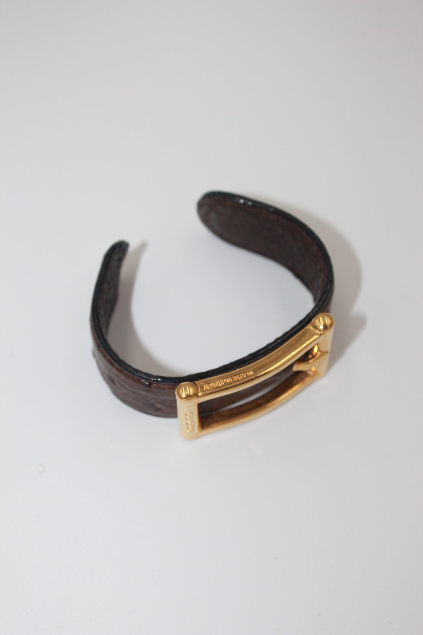 GUCCI ostrich leather embossed cuff bracelet vintage