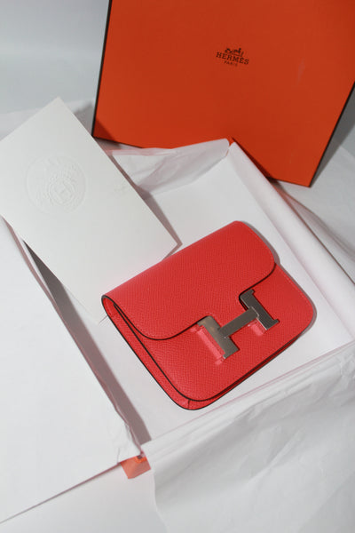 HERMES constance slim wallet epsom palladium hardware full set