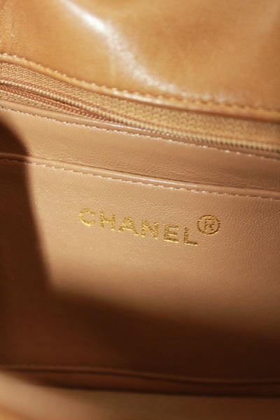 CHANEL rare caramel double flap wave leather handbag