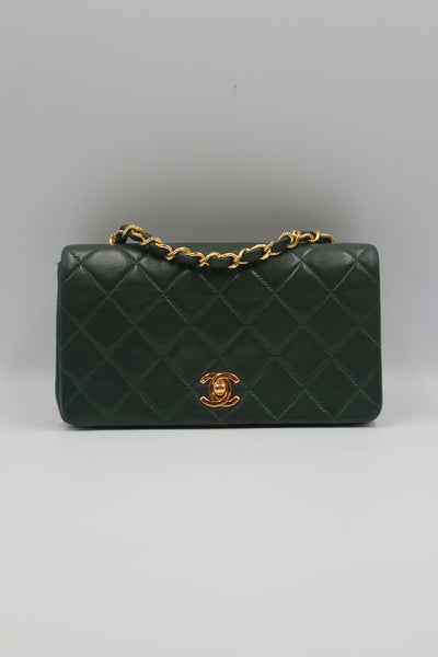 CHANEL rare mini full flap british green 24 ct gold hardware