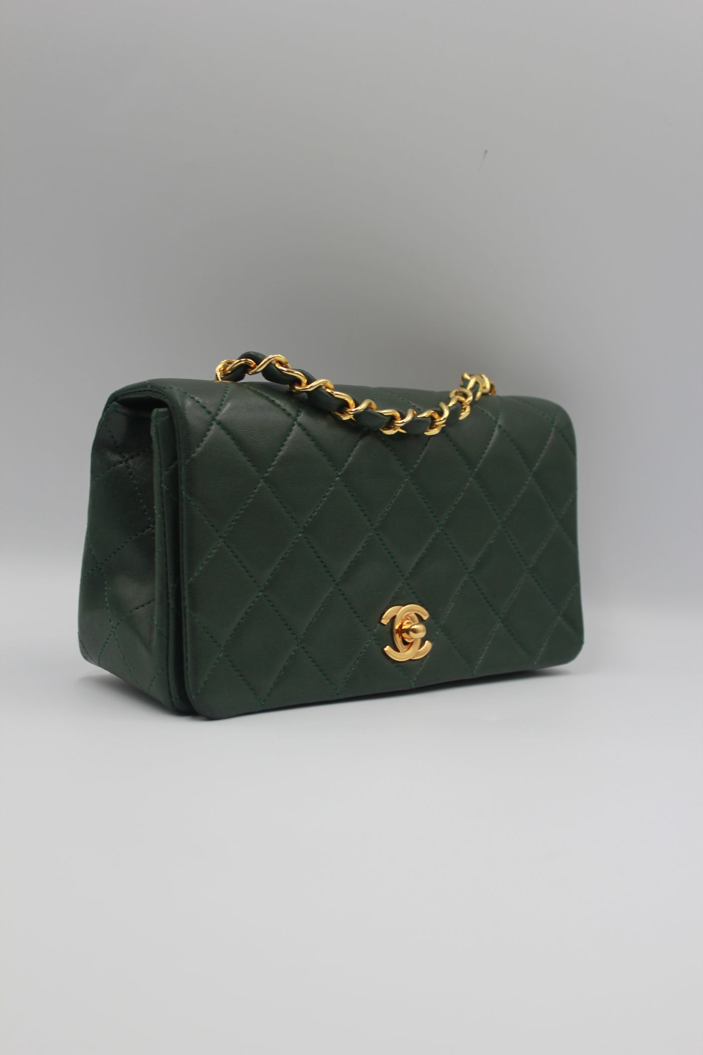 CHANEL rare mini full flap british green 24 ct gold hardware