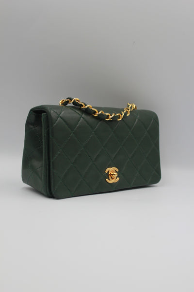 CHANEL rare mini full flap british green 24 ct gold hardware