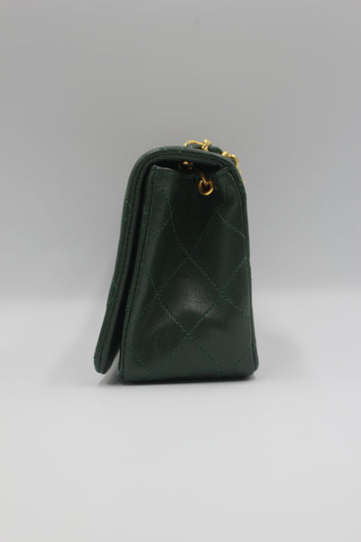 CHANEL rare mini full flap british green 24 ct gold hardware