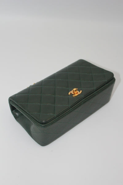 CHANEL rare mini full flap british green 24 ct gold hardware