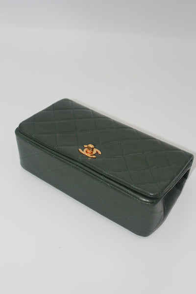 CHANEL rare mini full flap british green 24 ct gold hardware