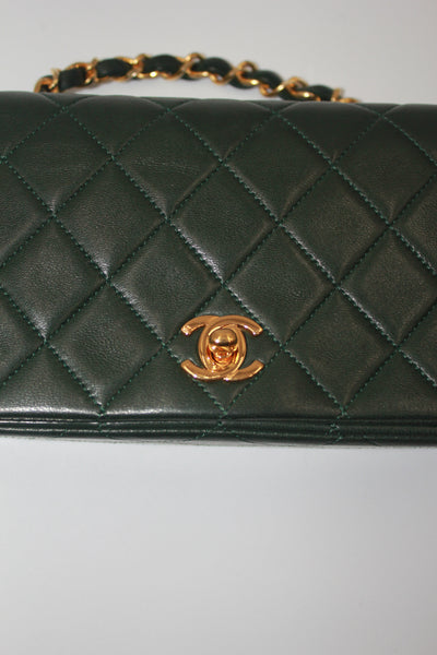 CHANEL rare mini full flap british green 24 ct gold hardware