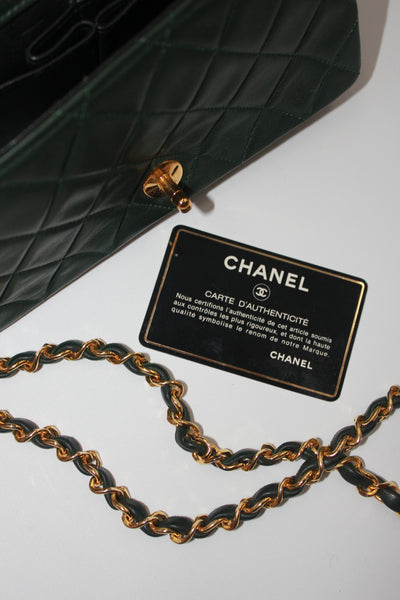 CHANEL rare mini full flap british green 24 ct gold hardware