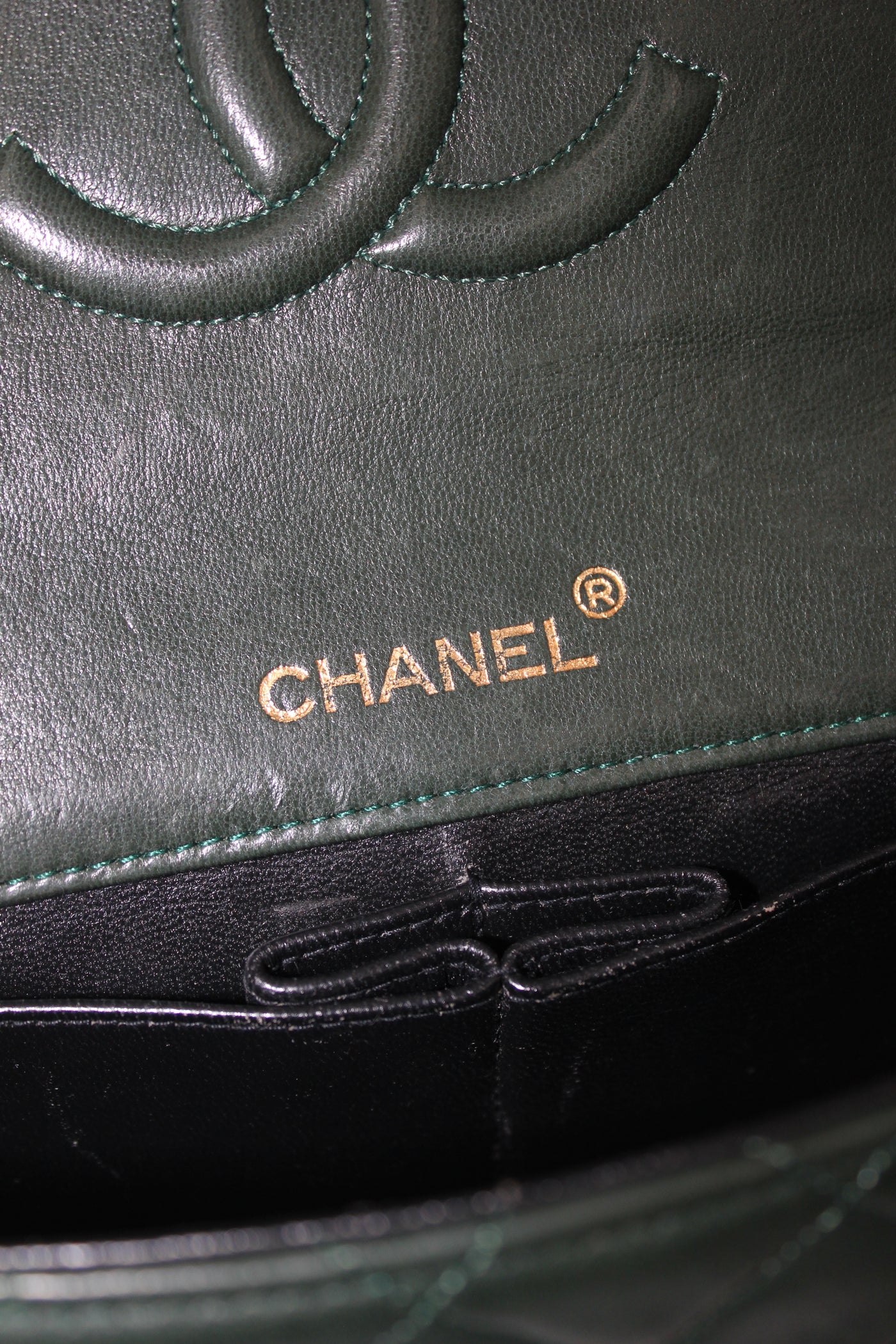 CHANEL rare mini full flap british green 24 ct gold hardware