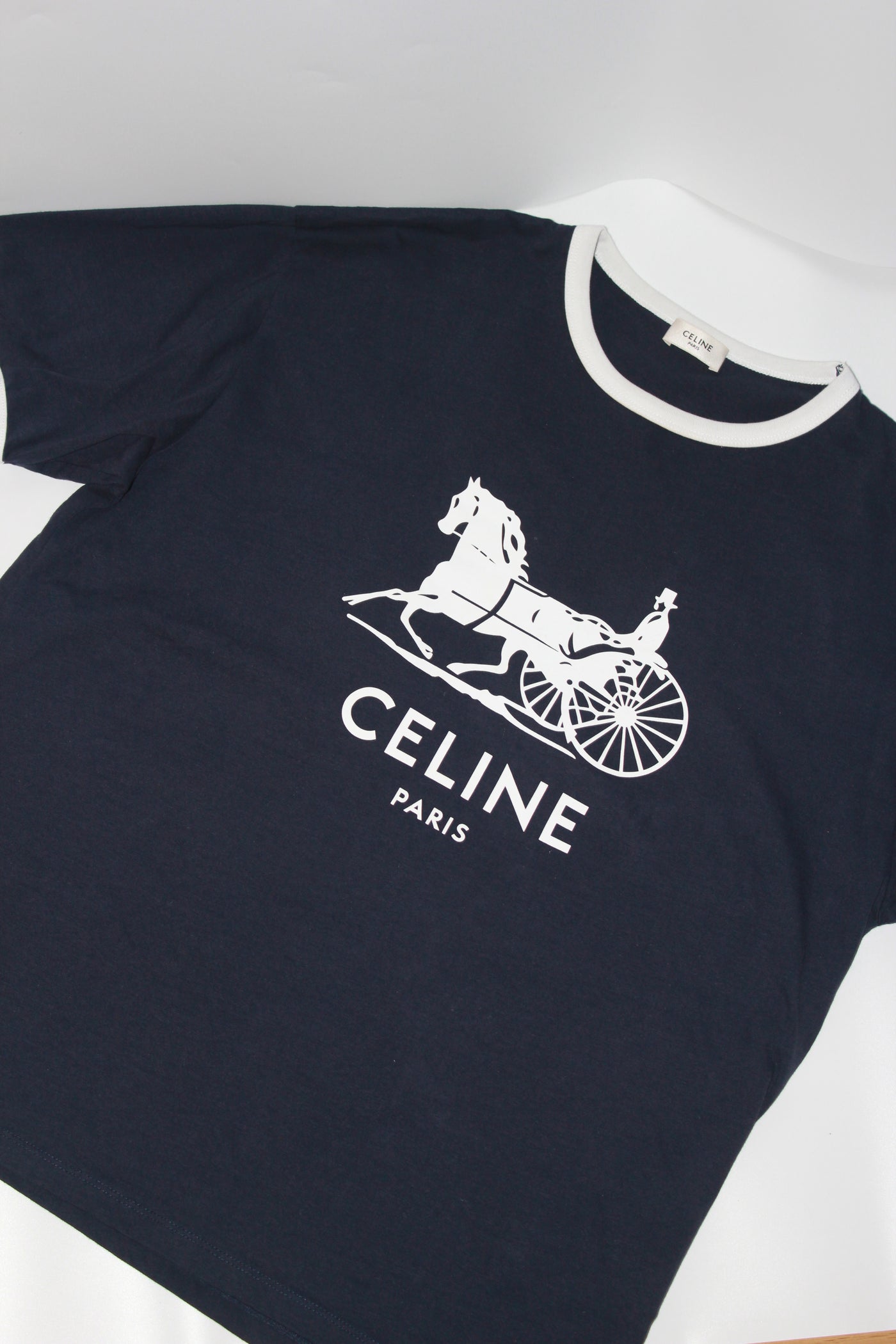 CELINE horse carriage logo blue t-shirt size M