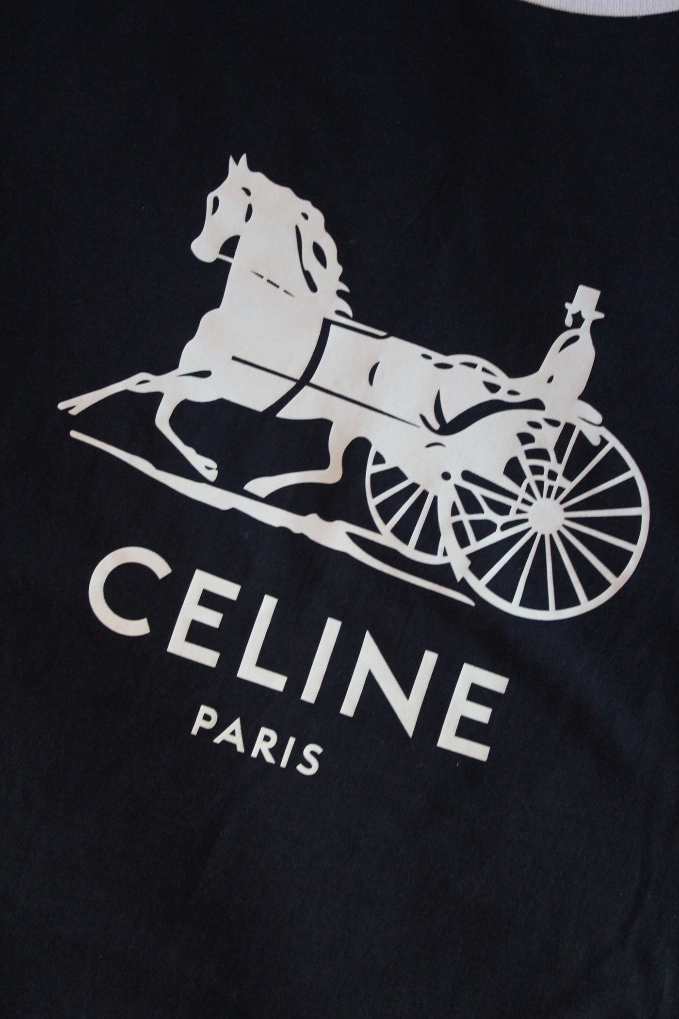 CELINE horse carriage logo blue t-shirt size M