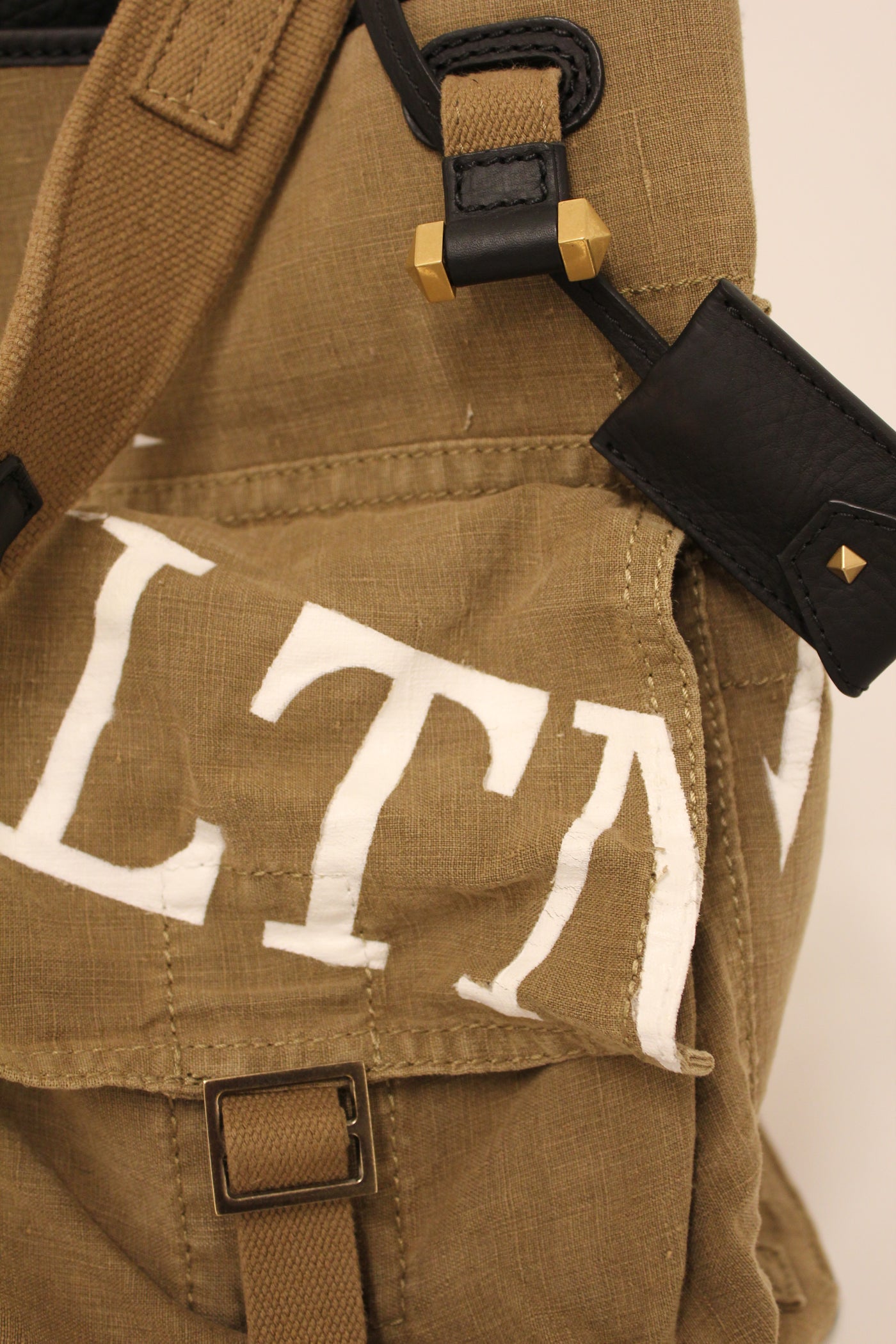 VALENTINO VLTN Military Khaki Canvas Maxi Top Handle