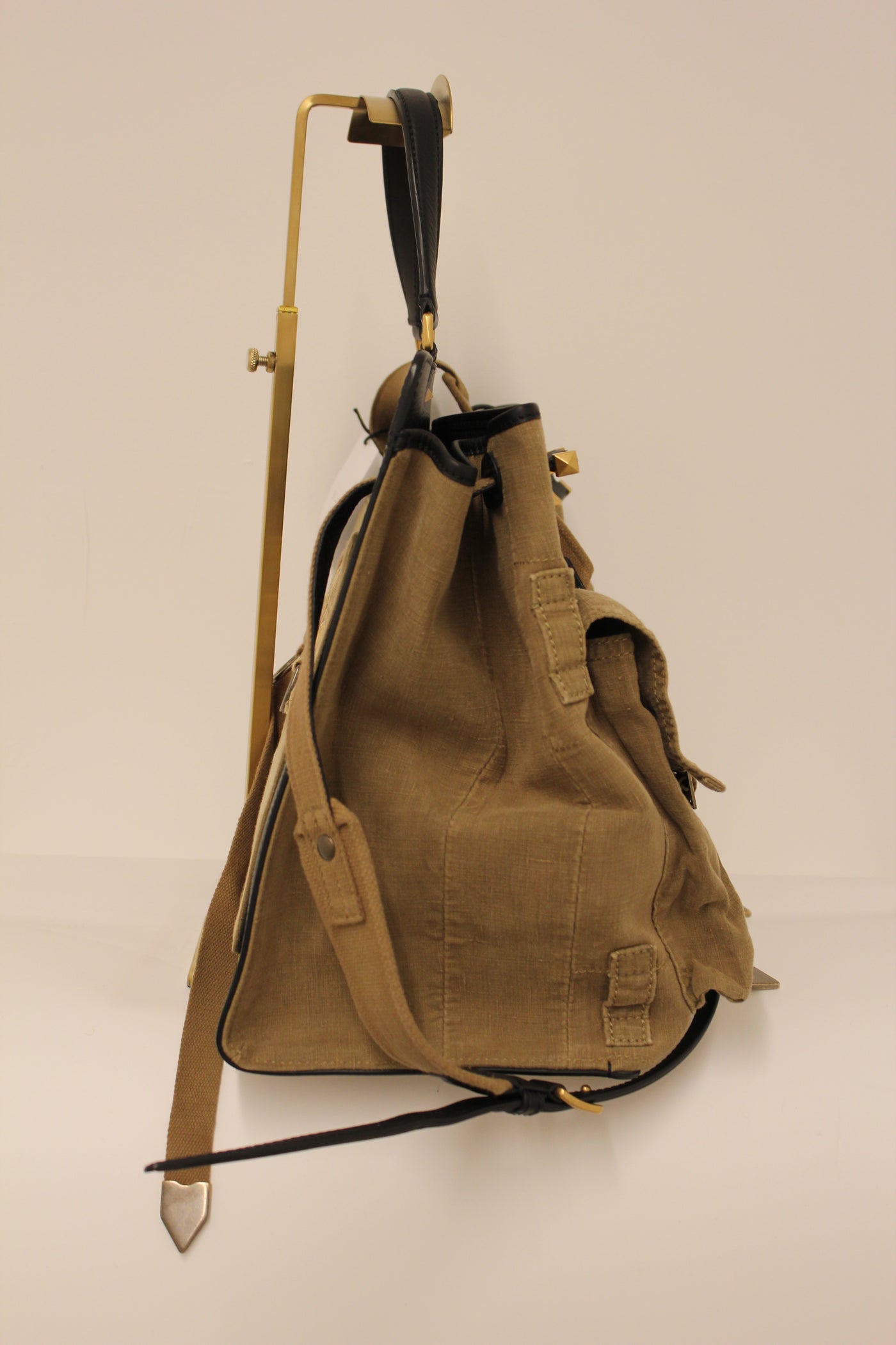 VALENTINO VLTN Military Khaki Canvas Maxi Top Handle