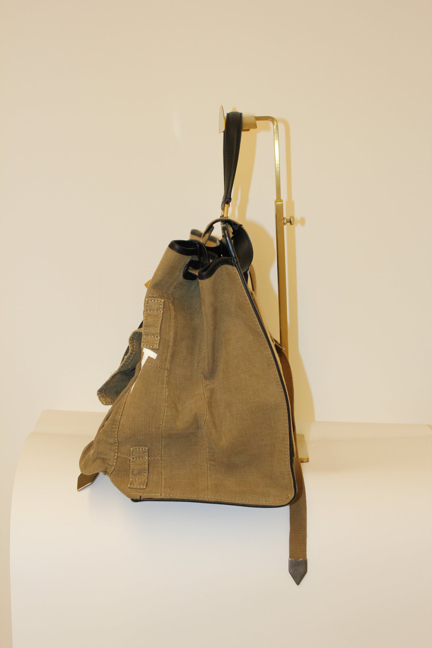 VALENTINO VLTN Military Khaki Canvas Maxi Top Handle