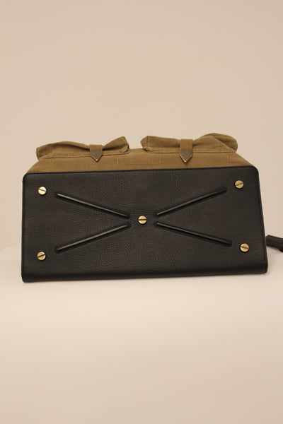VALENTINO VLTN Military Khaki Canvas Maxi Top Handle