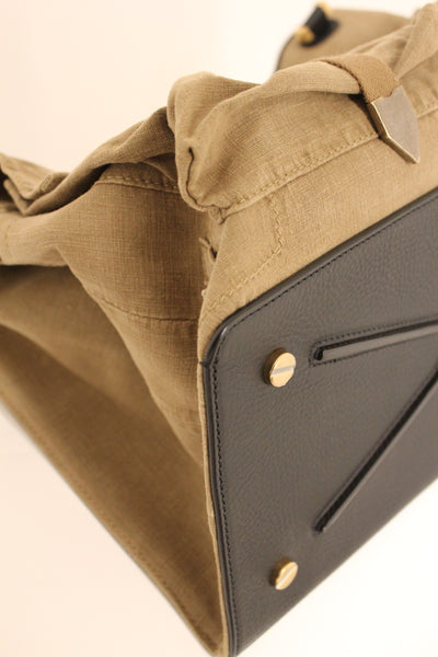 VALENTINO VLTN Military Khaki Canvas Maxi Top Handle