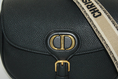 CHRISTIAN DIOR Medium Bobby Leather Handbag with Canvas Strap