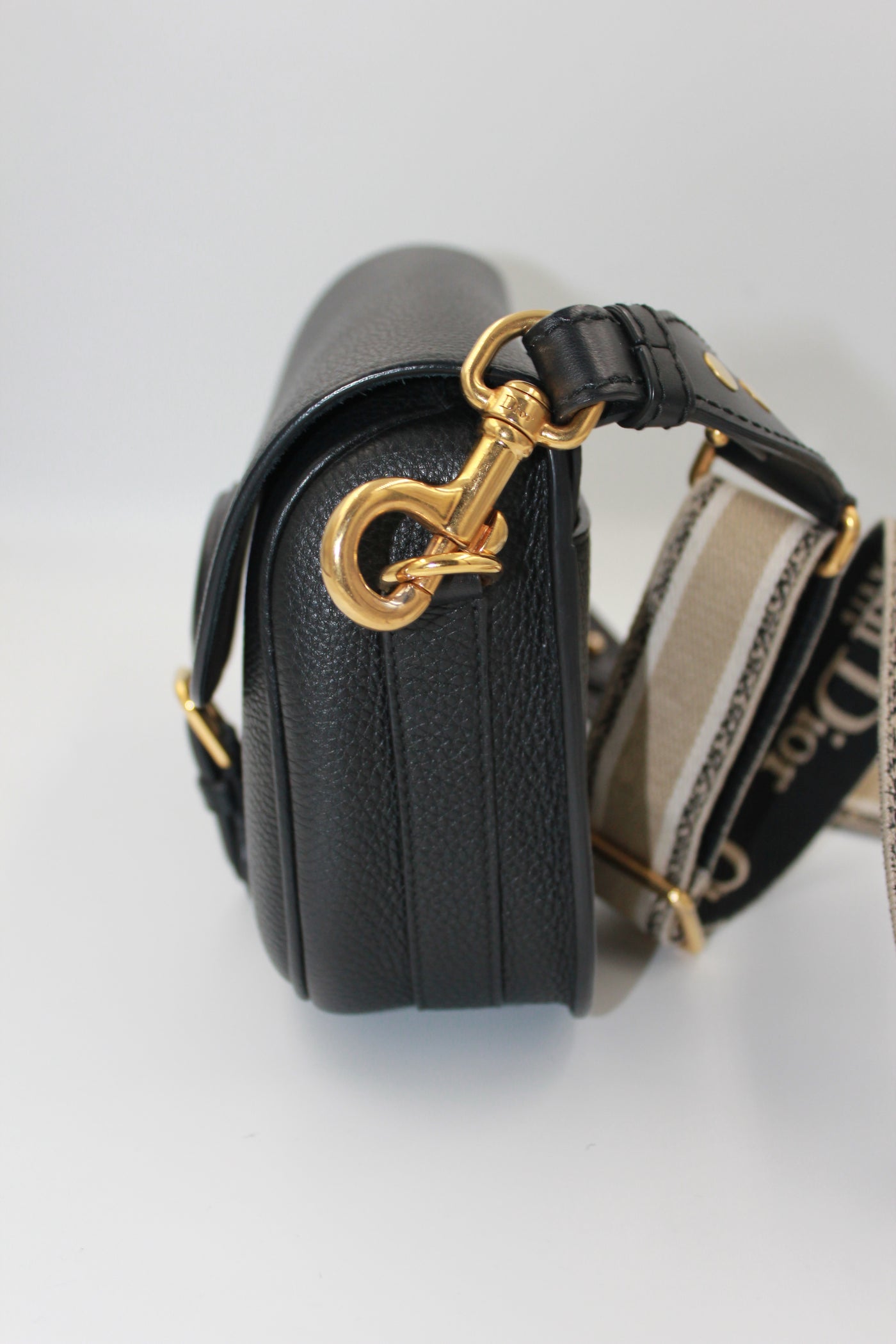 CHRISTIAN DIOR Medium Bobby Leather Handbag with Canvas Strap