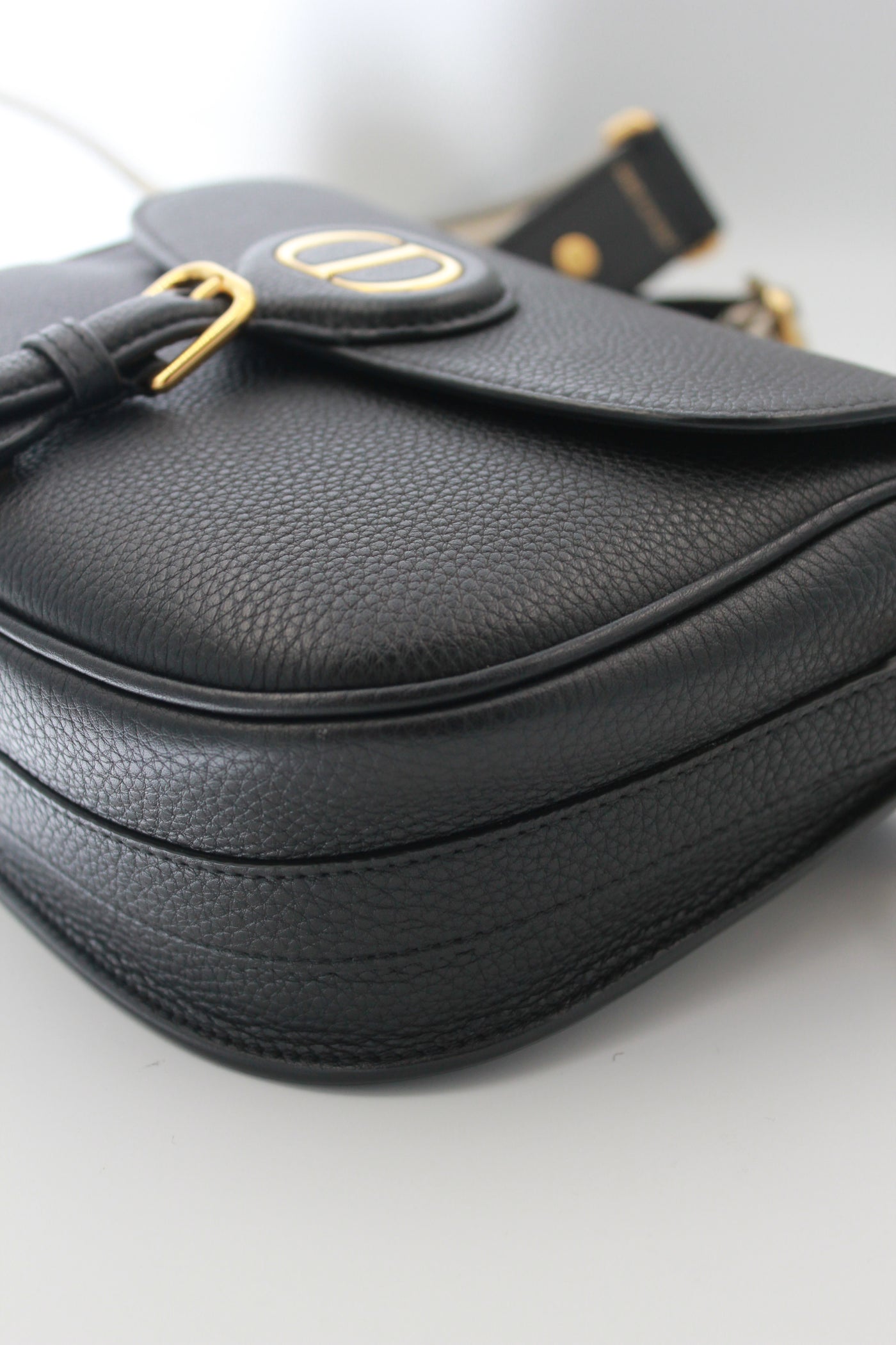CHRISTIAN DIOR Medium Bobby Leather Handbag with Canvas Strap