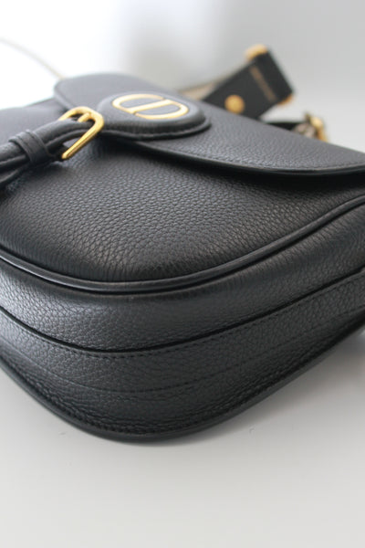 CHRISTIAN DIOR Medium Bobby Leather Handbag with Canvas Strap