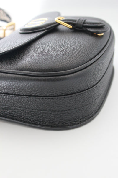 CHRISTIAN DIOR Medium Bobby Leather Handbag with Canvas Strap