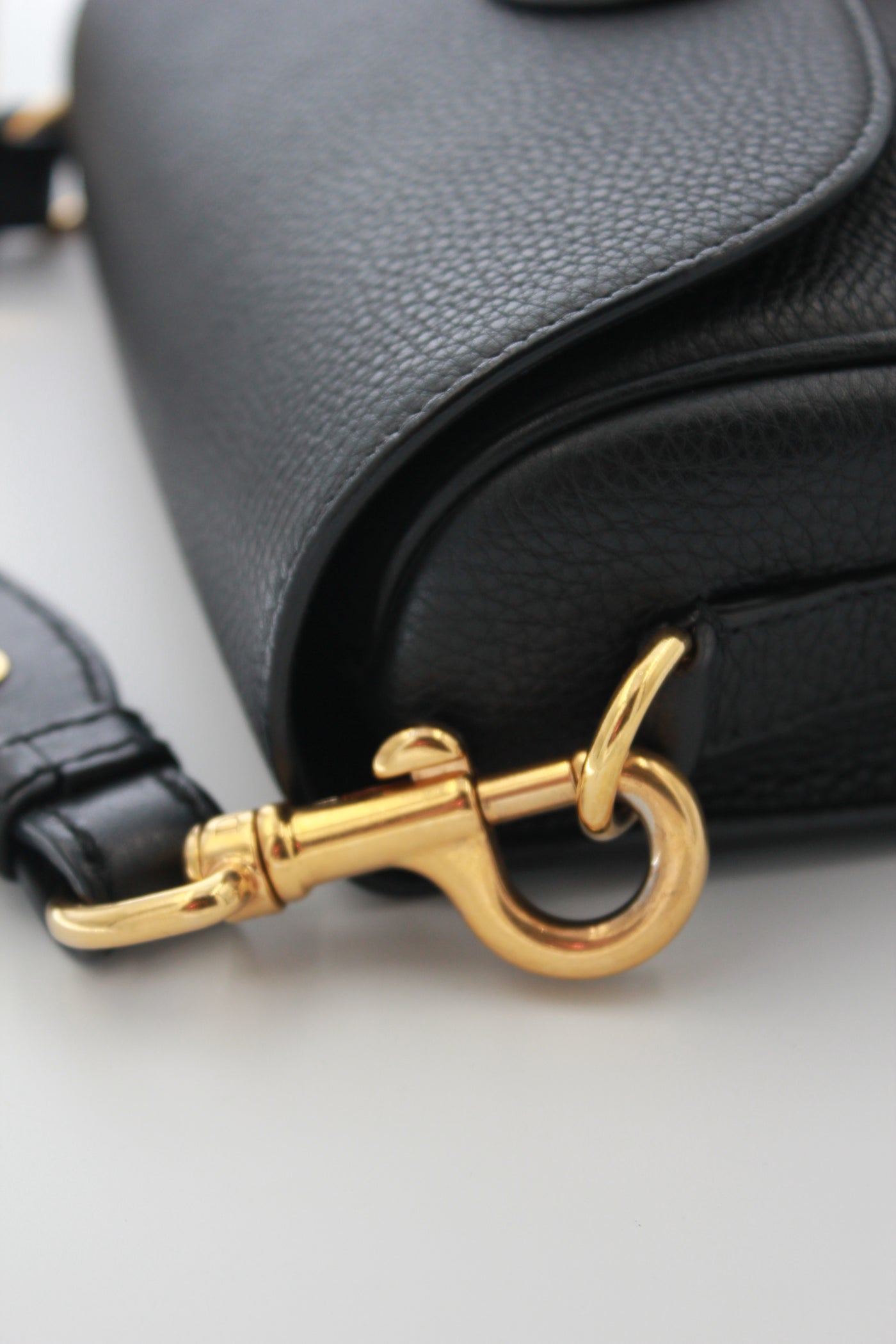 CHRISTIAN DIOR Medium Bobby Leather Handbag with Canvas Strap