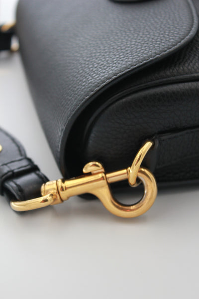 CHRISTIAN DIOR Medium Bobby Leather Handbag with Canvas Strap
