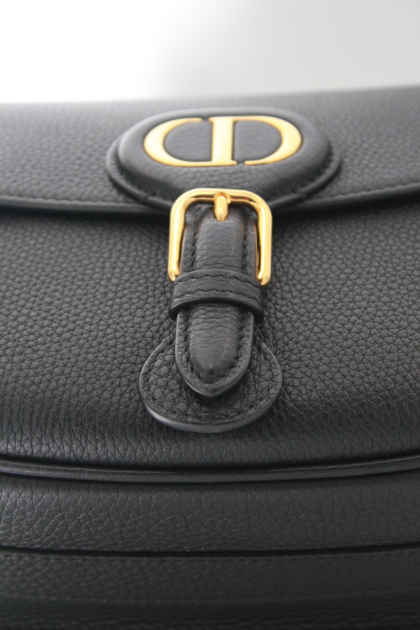 CHRISTIAN DIOR Medium Bobby Leather Handbag with Canvas Strap