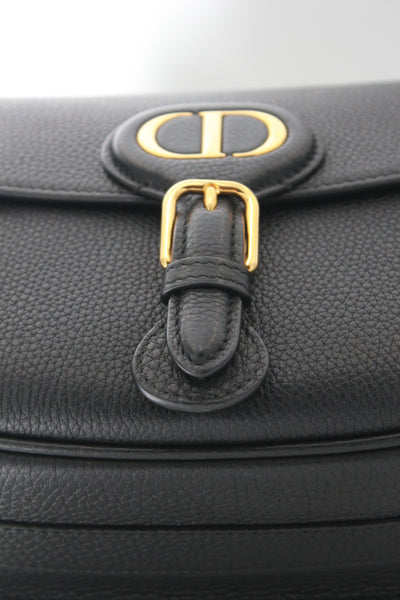 CHRISTIAN DIOR Medium Bobby Leather Handbag with Canvas Strap