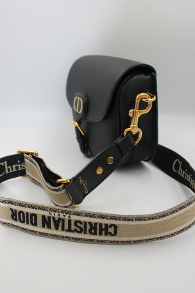 CHRISTIAN DIOR Medium Bobby Leather Handbag with Canvas Strap