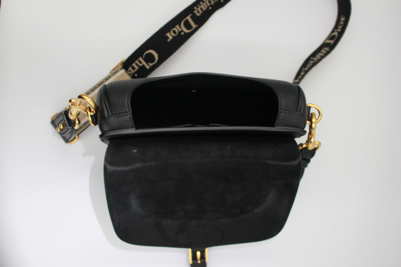 CHRISTIAN DIOR Medium Bobby Leather Handbag with Canvas Strap