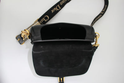 CHRISTIAN DIOR Medium Bobby Leather Handbag with Canvas Strap