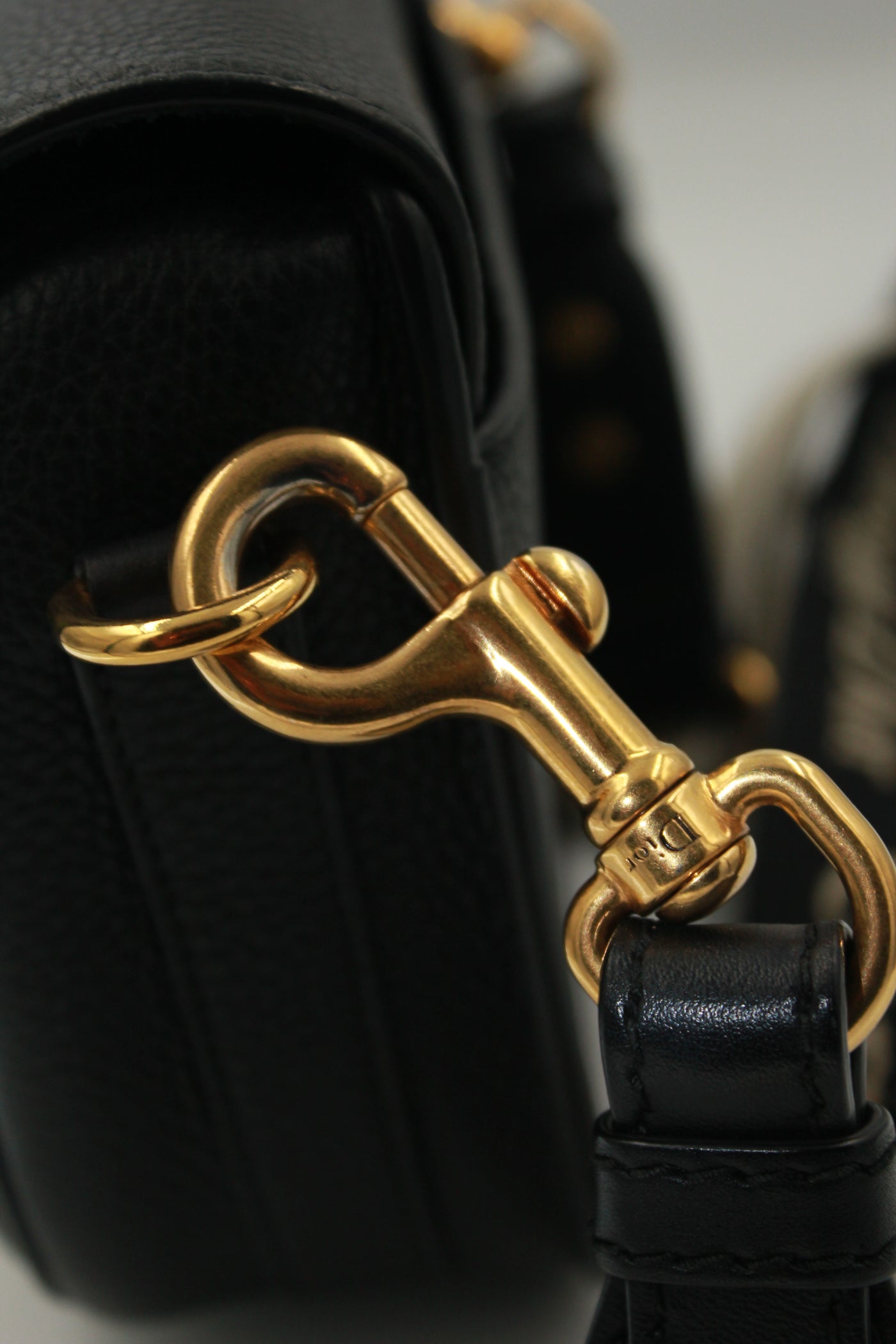 CHRISTIAN DIOR Medium Bobby Leather Handbag with Canvas Strap