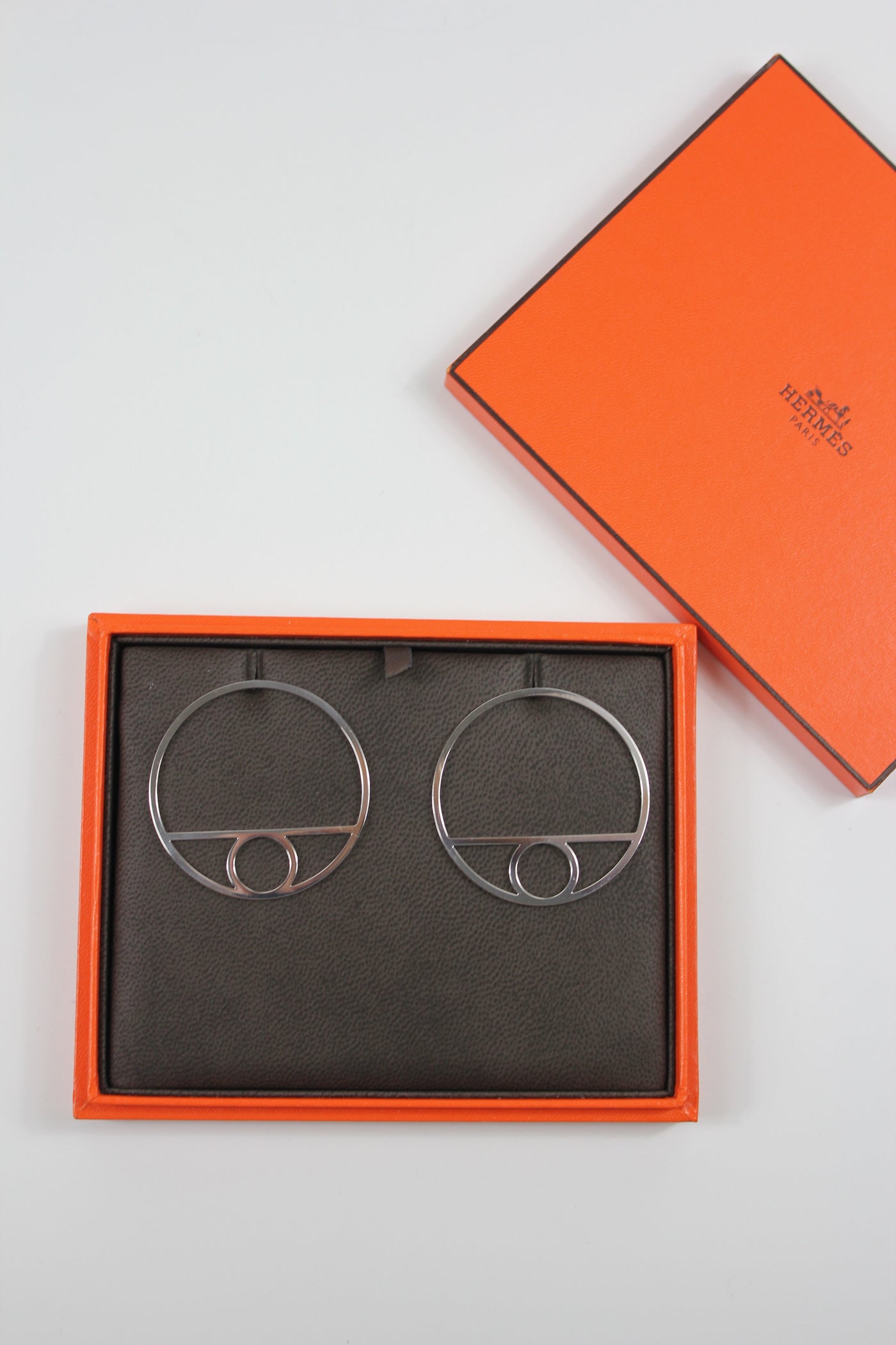 HERMES Chaine D'Ancre Game silver hoops earrings with box