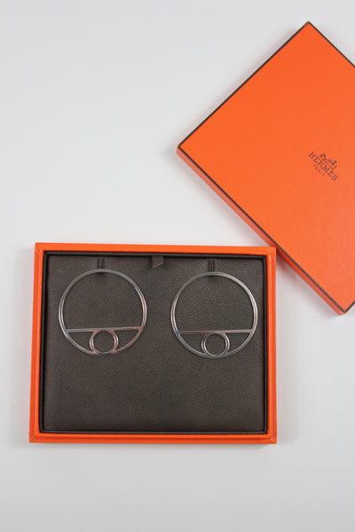 HERMES Chaine D'Ancre Game silver hoops earrings with box