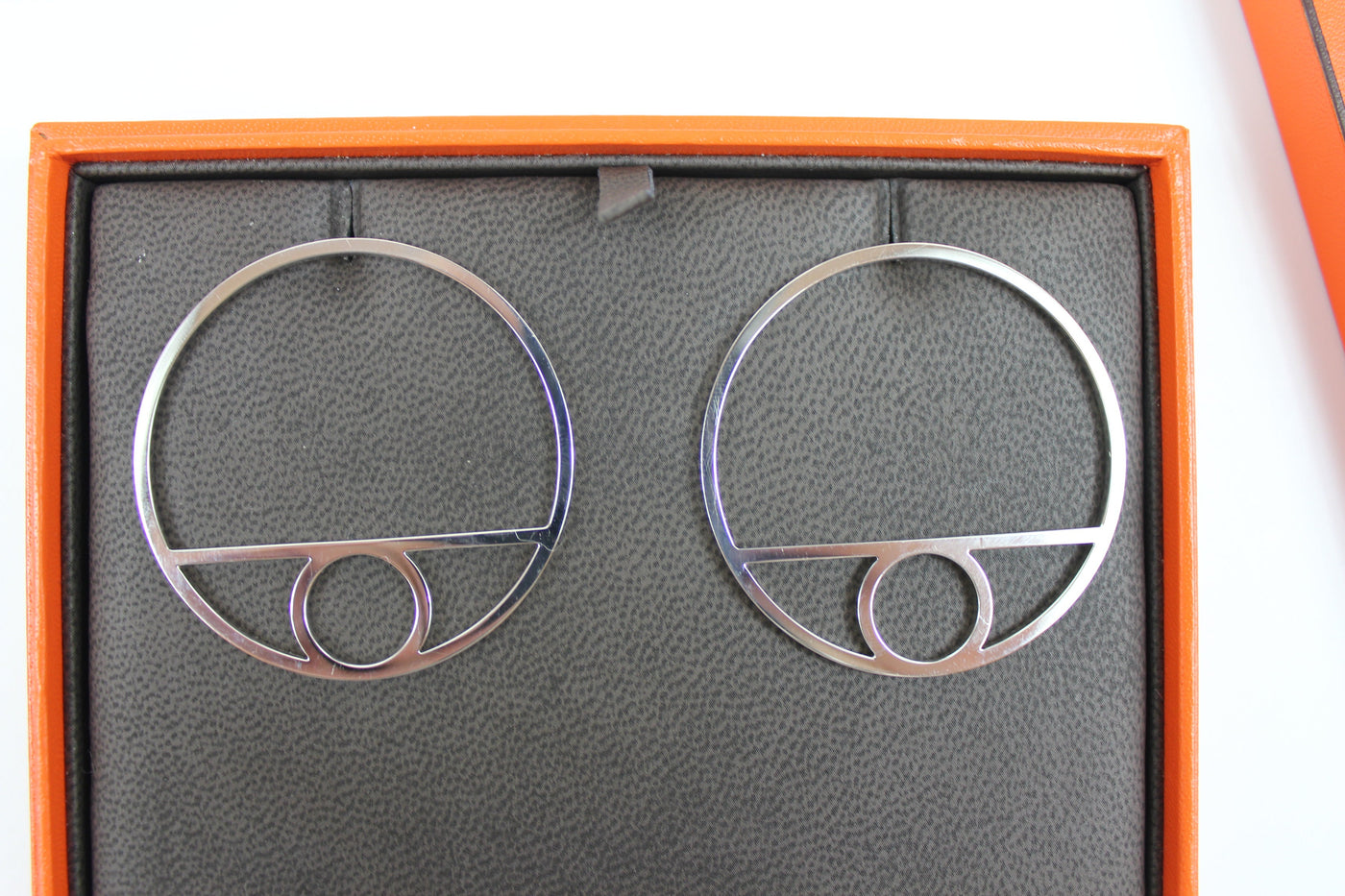 HERMES Chaine D'Ancre Game silver hoops earrings with box