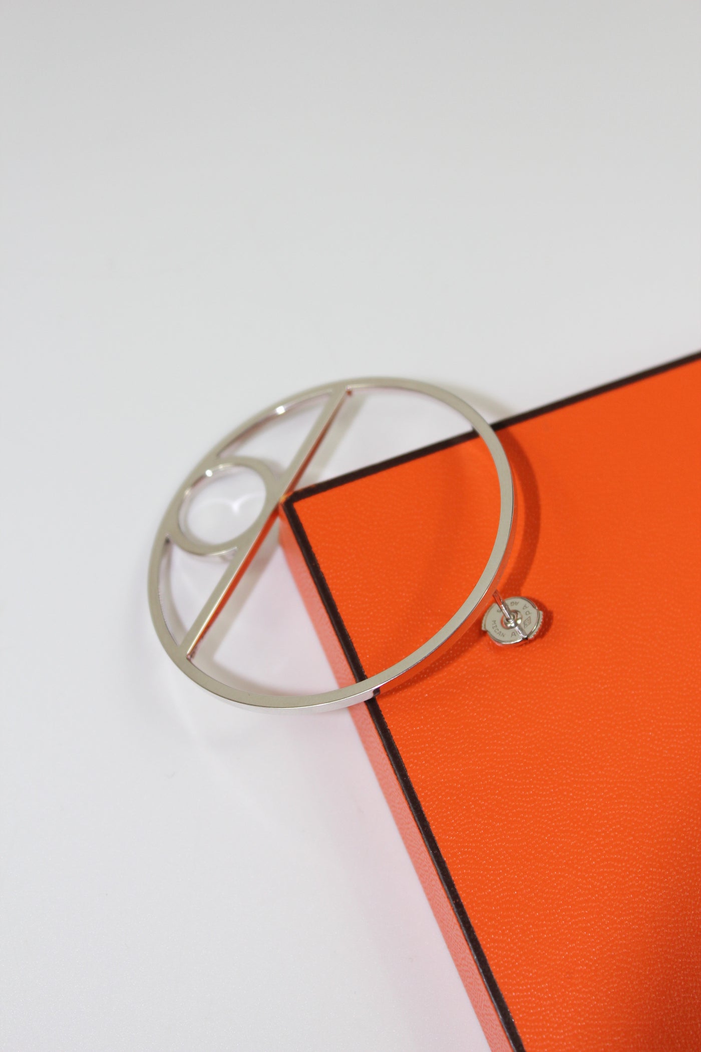 HERMES Chaine D'Ancre Game silver hoops earrings with box