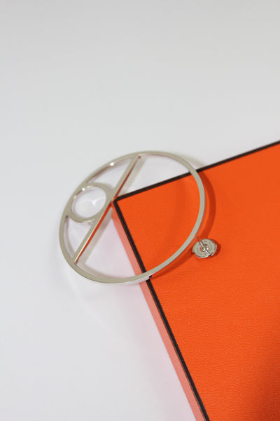 HERMES Chaine D'Ancre Game silver hoops earrings with box