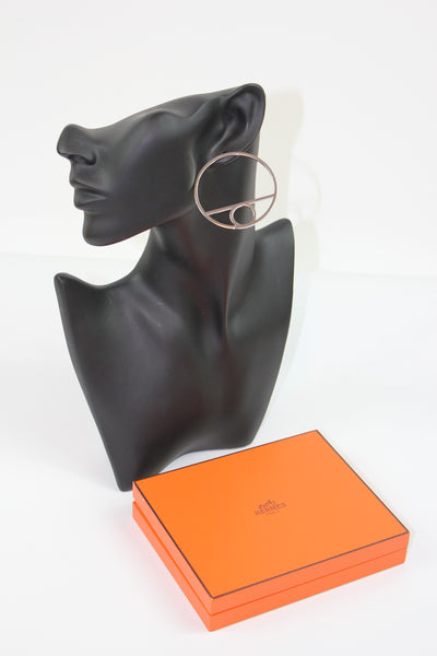 HERMES Chaine D'Ancre Game silver hoops earrings with box