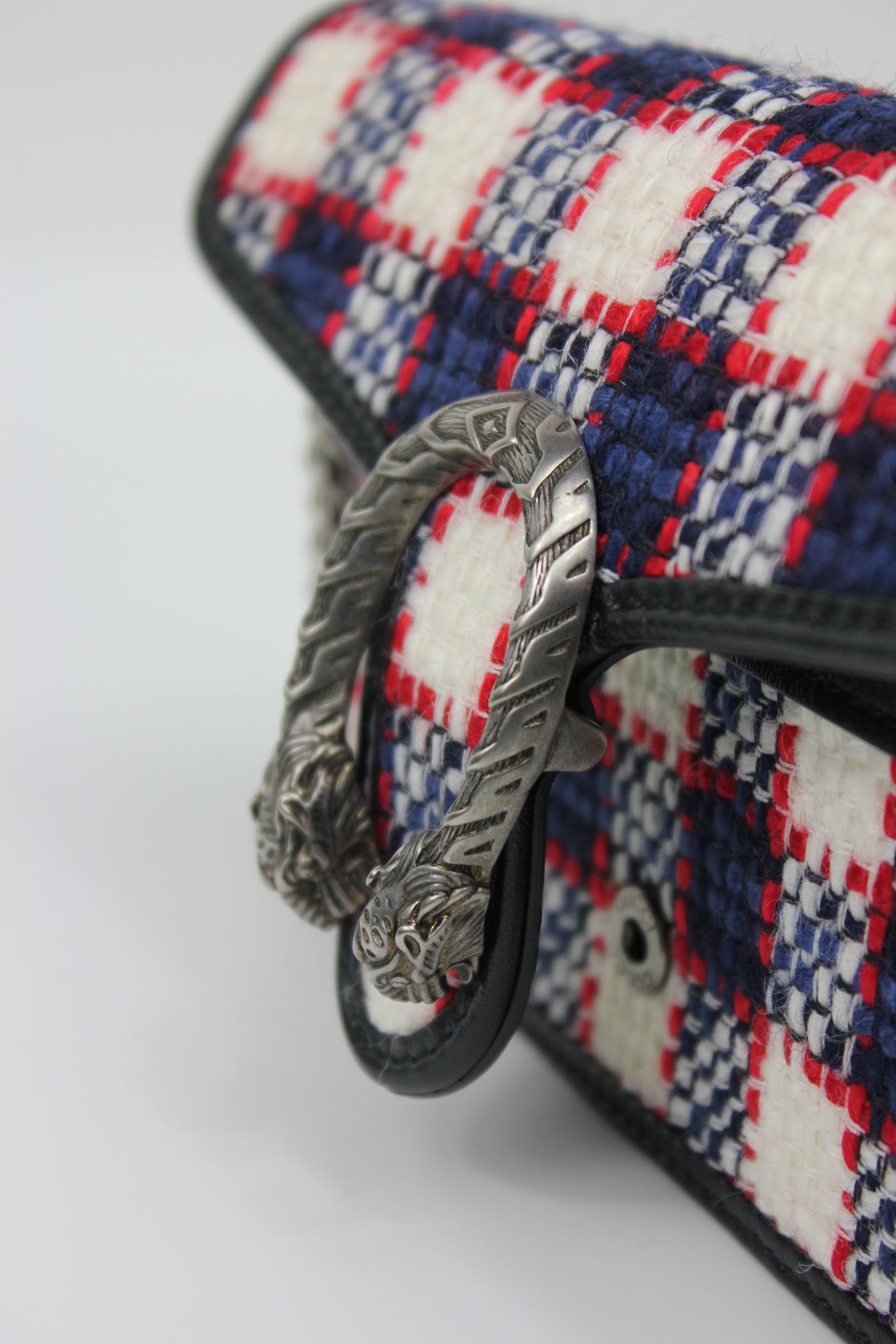 GUCCI Dyonisus extra mini tweed red, white, navy handbag
