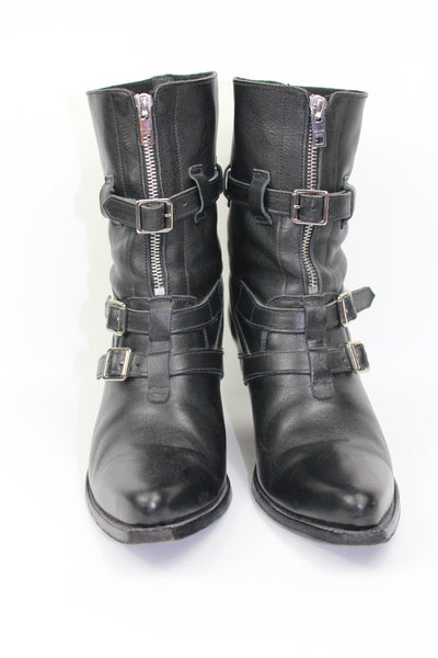 CELINE by Hedi Slimane "Berlin" western leather silver buckle boots size 39