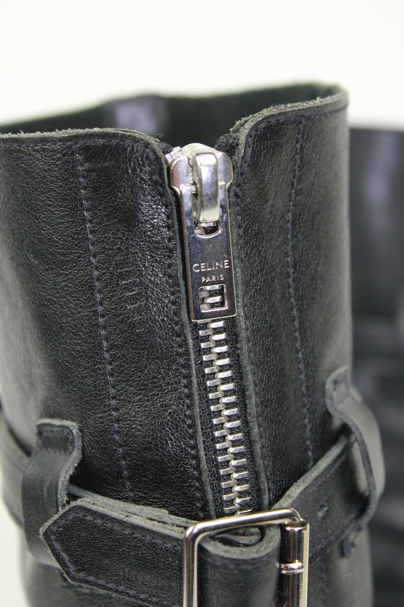 CELINE by Hedi Slimane "Berlin" western leather silver buckle boots size 39