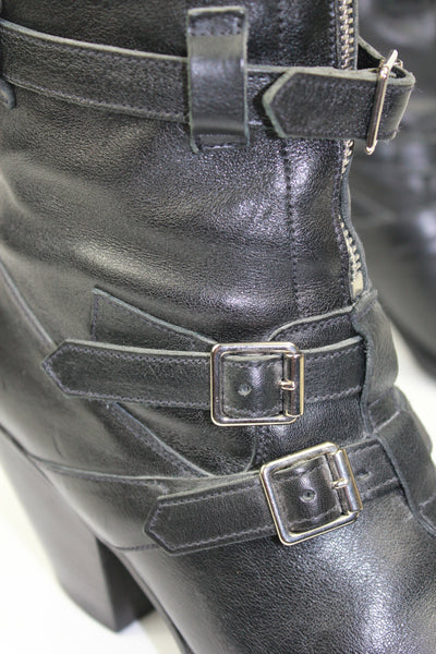 CELINE by Hedi Slimane "Berlin" western leather silver buckle boots size 39