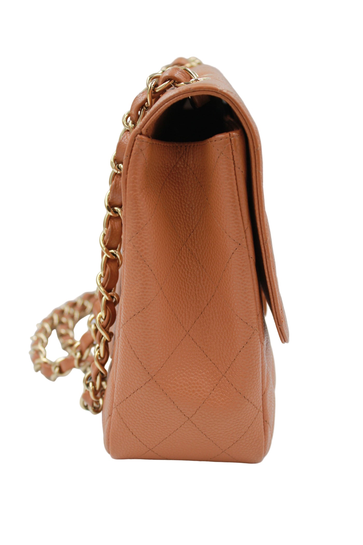 CHANEL Rare Vintage Jumbo Single Flap Caramel Caviar Leather With 24ct Gold Plated Hardware Handbag