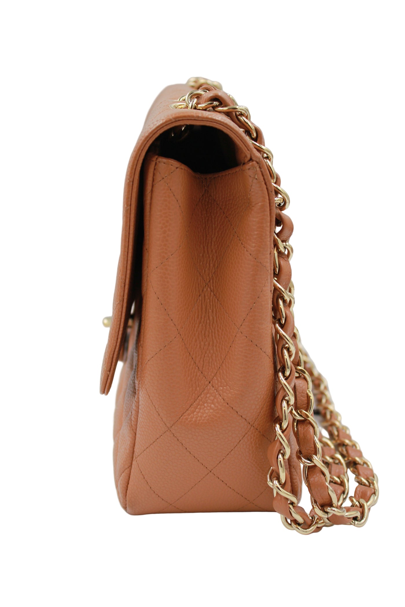 CHANEL Rare Vintage Jumbo Single Flap Caramel Caviar Leather With 24ct Gold Plated Hardware Handbag