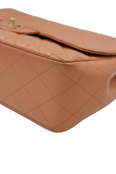 CHANEL Rare Vintage Jumbo Single Flap Caramel Caviar Leather With 24ct Gold Plated Hardware Handbag